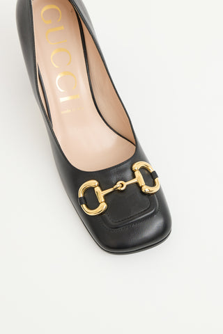 Gucci Leather Horsebit Block Heel