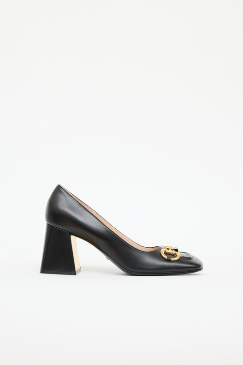 Gucci Leather Horsebit Block Heel