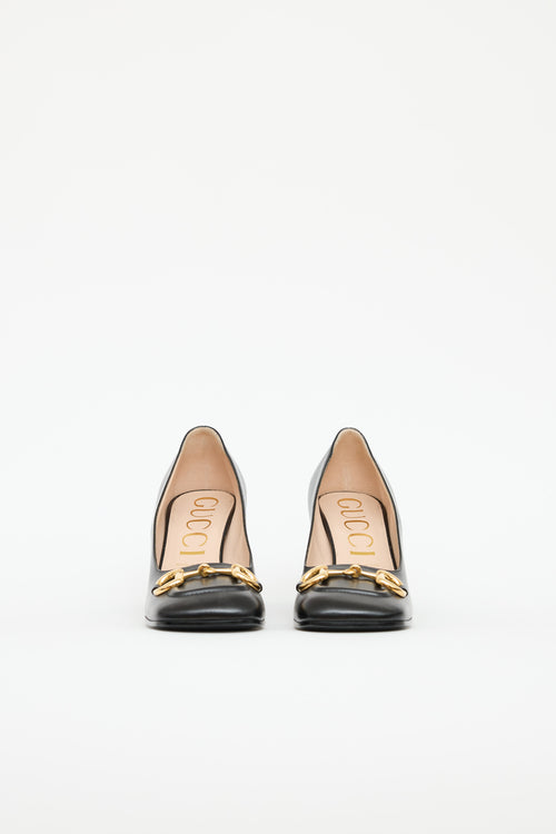Gucci Leather Horsebit Block Heel
