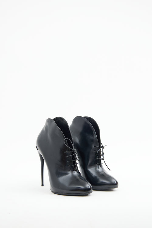 Gucci Black Kim Curved Lace Up Bootie