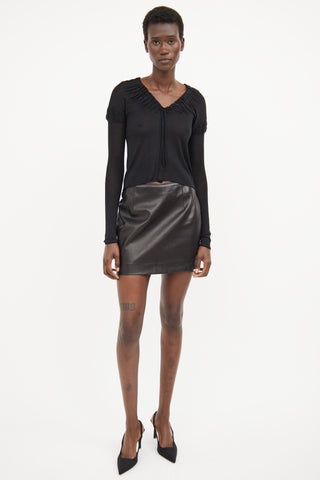 Gucci Black Silk Ruched & Tied Top