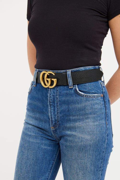Gucci Black GG Buckle Marmont Belt