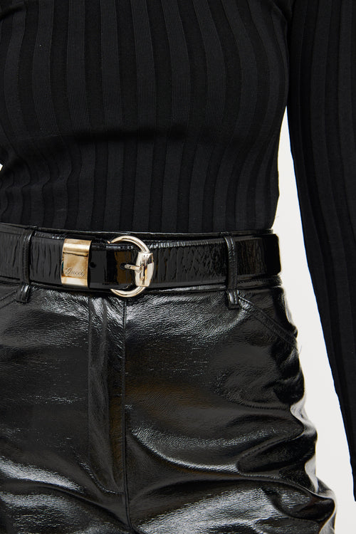 Gucci Black Patent Leather Belt