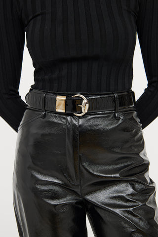 Gucci Black Patent Leather Belt