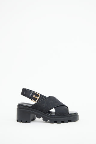 Gucci Black GG Lug Sole Sandal