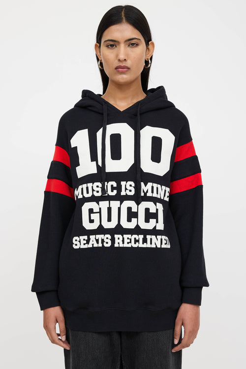 Gucci Music Is Mine Striped Graphic Hoodie