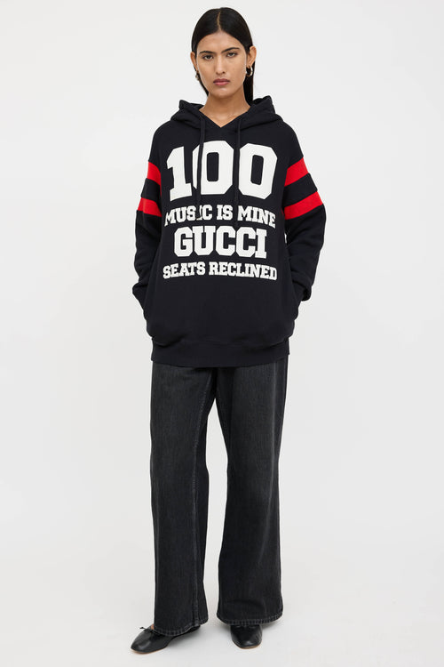 Gucci Music Is Mine Striped Graphic Hoodie