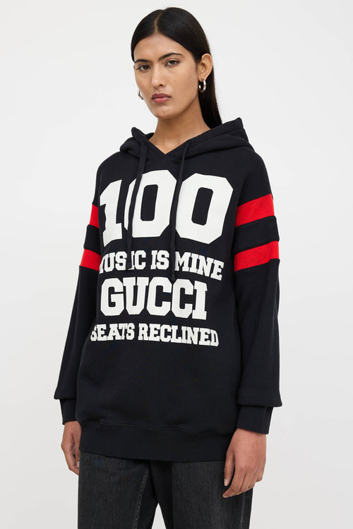 Gucci Music Is Mine Striped Graphic Hoodie