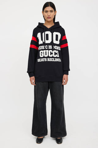 Gucci Music Is Mine Striped Graphic Hoodie
