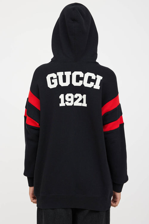 Gucci Music Is Mine Striped Graphic Hoodie