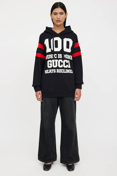 Gucci Music Is Mine Striped Graphic Hoodie