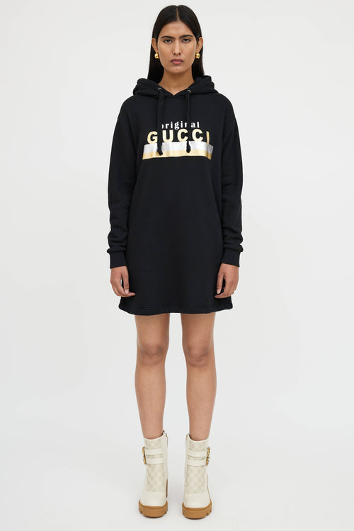 Gucci Oversized Hooded Logo Sweater Dress