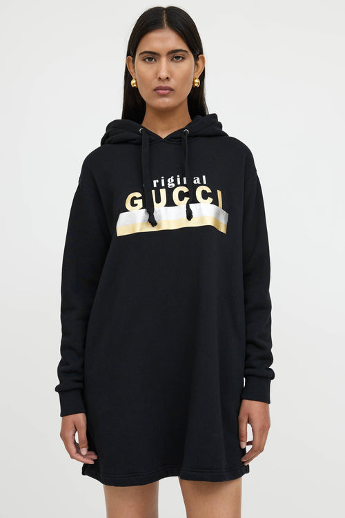 Gucci Oversized Hooded Logo Sweater Dress