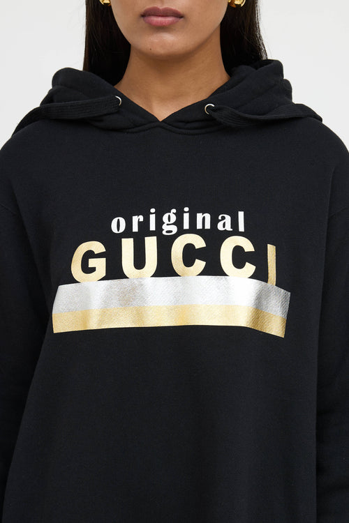 Gucci Oversized Hooded Logo Sweater Dress