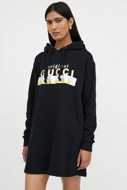 Gucci Oversized Hooded Logo Sweater Dress