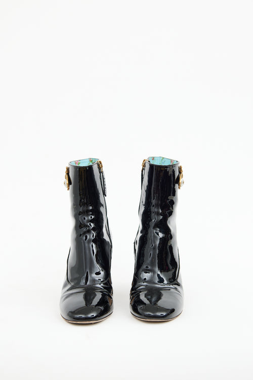 Gucci Black Patent Lois Bee Ankle Boot