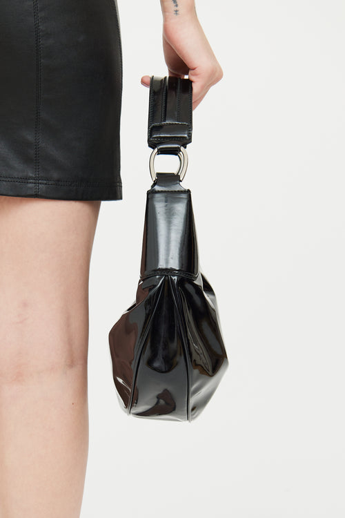 Gucci Black Patent Crescent Shoulder Bag