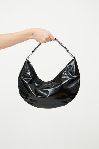 Gucci Black Patent Crescent Shoulder Bag
