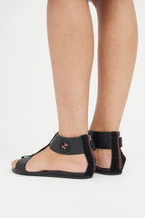 Gucci Black Perforated GG Logo Sandal