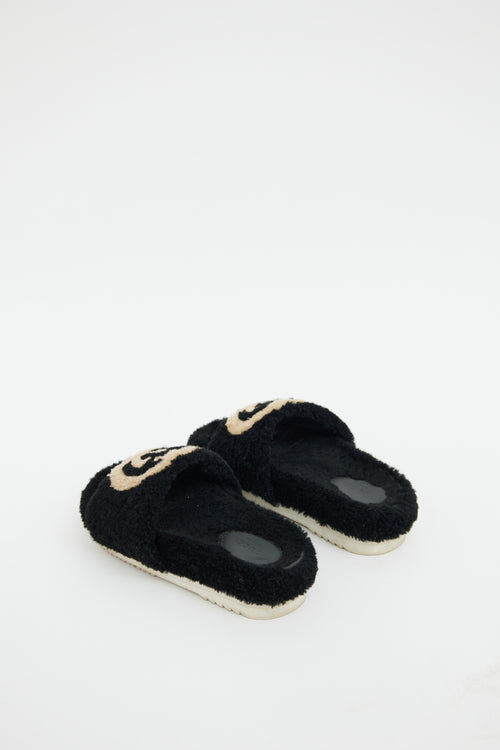 Gucci Black GG Shearling Slide