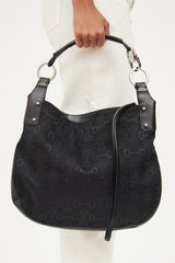Gucci Black Canvas Horsebit Shoulder Bag
