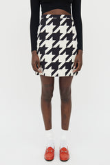 Gucci Black and White Houndstooth Wool & Silk Skirt