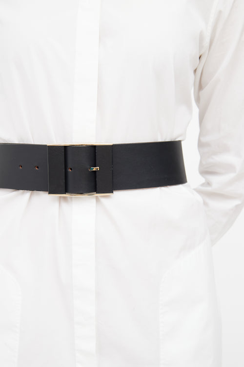 Gucci Black Leather Wide Belt