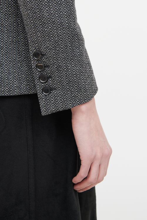 Gucci Black & White Herringbone Long Sleeve Blazer