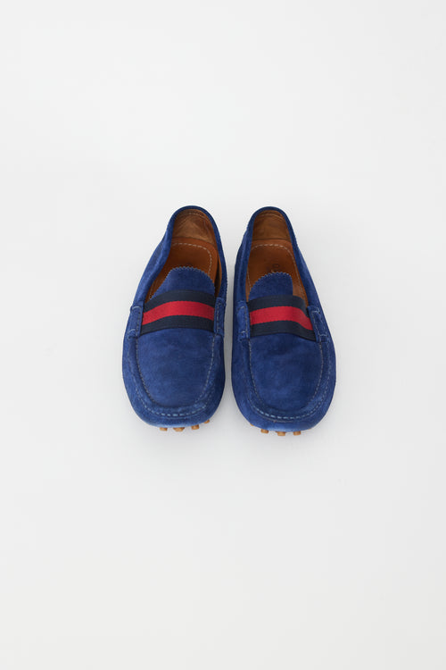 Gucci Blue Suede Web Driver Loafer