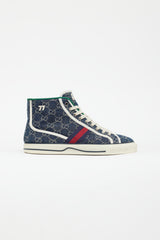 Gucci Blue 1977 Tennis GG Denim High Sneaker