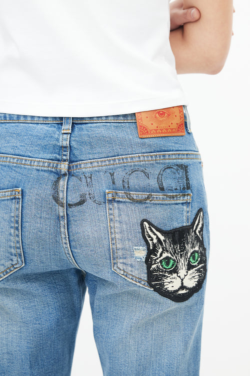 Gucci Blue Denim Patch Jeans