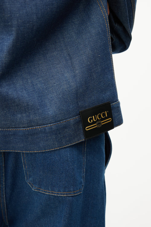 Gucci Blue & Gold Horsebit Denim Jacket