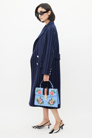 Gucci Blue & Multi Floral Sylvie Shoulder Bag