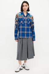 Gucci Blue & Multi Wool Check Embellished Shirt