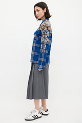 Gucci Blue & Multi Wool Check Embellished Shirt
