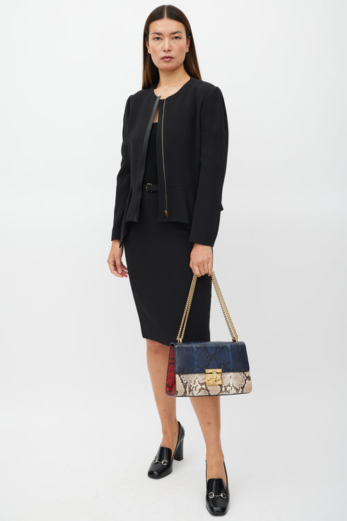 Gucci Blue & Multicolour Leather Medium Padlock Shoulder Bag