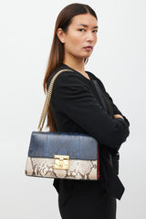 Gucci Blue & Multicolour Leather Medium Padlock Shoulder Bag