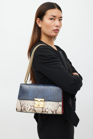 Gucci Blue & Multicolour Leather Medium Padlock Shoulder Bag