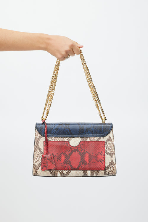 Gucci Blue & Multicolour Leather Medium Padlock Shoulder Bag
