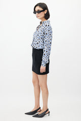 Gucci Blue & Multi Silk Printed Blouse