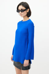 Gucci Blue Long Sleeve Key Hole Top