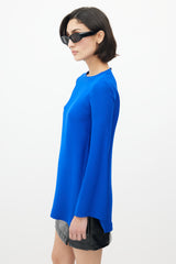 Gucci Blue Long Sleeve Key Hole Top
