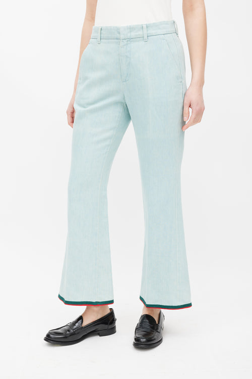 Gucci Blue & Multicolour Stripe Flare Jeans