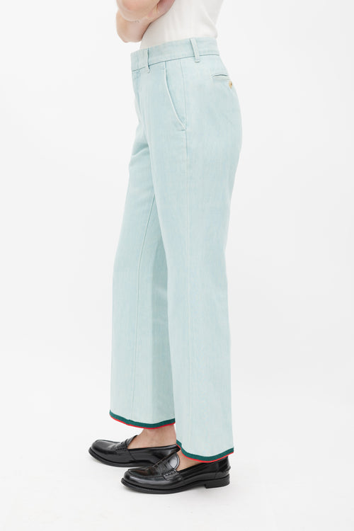 Gucci Blue & Multicolour Stripe Flare Jeans