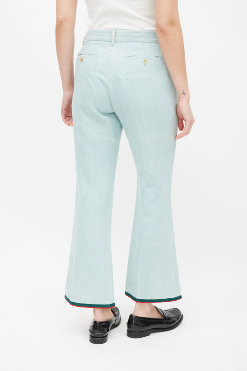 Gucci Blue & Multicolour Stripe Flare Jeans