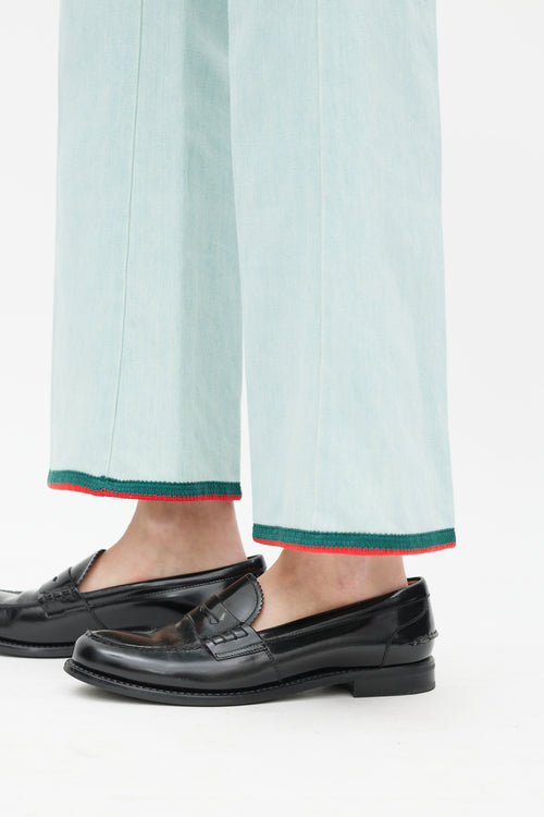 Gucci Blue & Multicolour Stripe Flare Jeans
