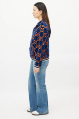 Gucci Blue & Orange Velour GG Jacket