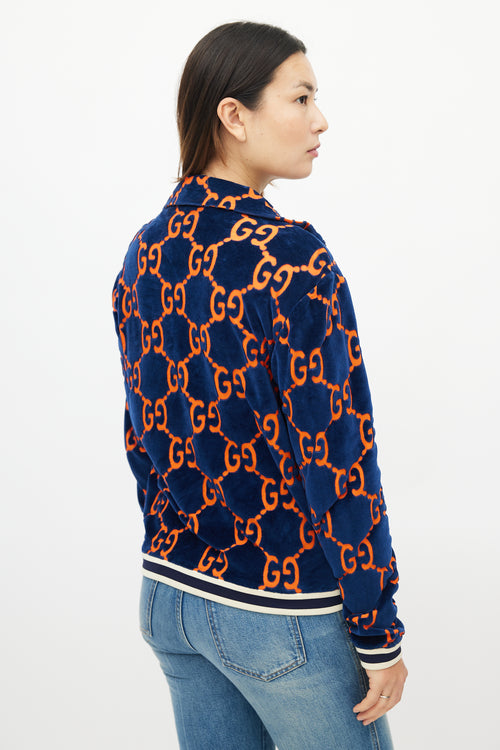Gucci Blue & Orange Velour GG Jacket