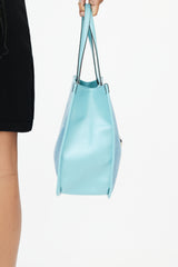 Gucci Blue Raffia 1955 Horsebit Tote