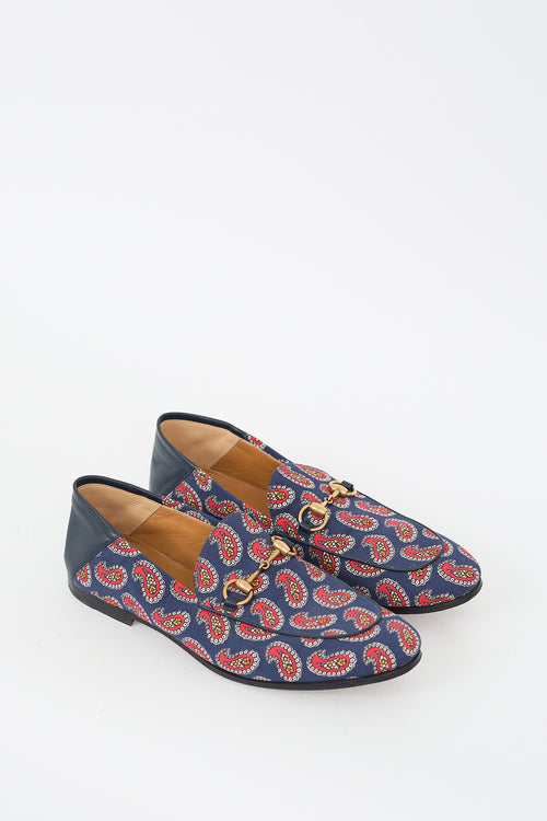 Gucci Blue & Red Paisley canvas Jordaan Loafer